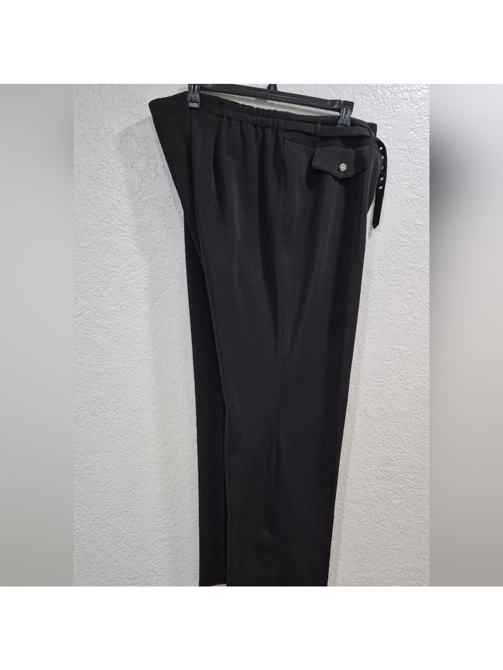 Larry Levine Wide Leg Dress Pants Black 18W Elastic Waist Business Office